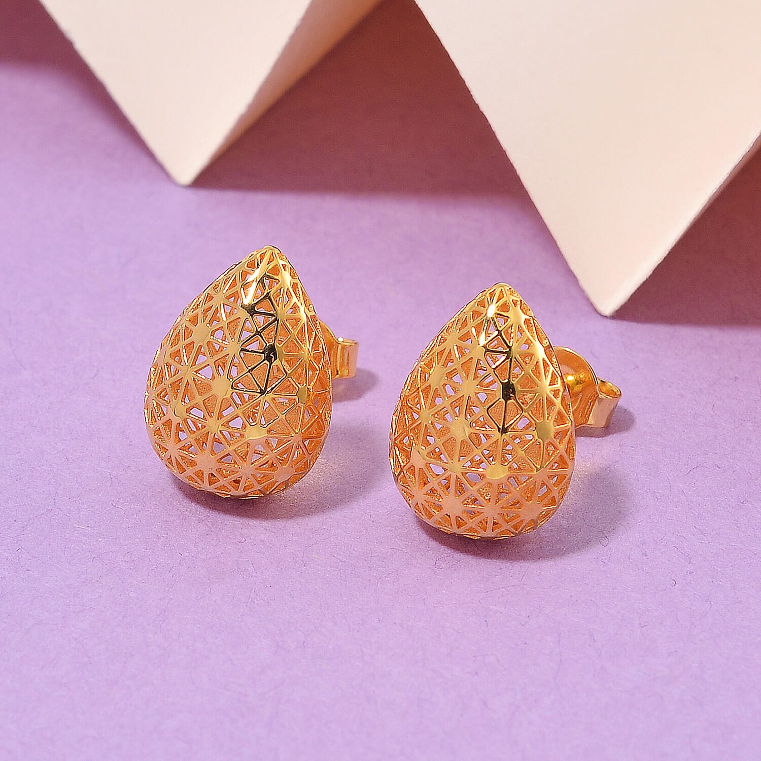 LUCY Q - Drip Collection Earring with Push Back in 18K Vermeil Yellow Gold Plated Sterling Silver