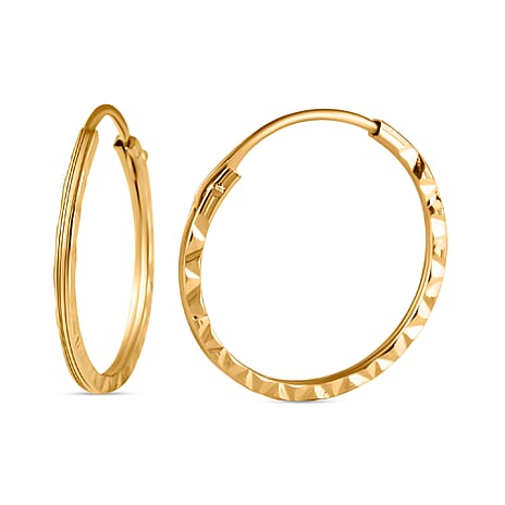 9K Yellow Gold Diamond Cut Hoop Earring 9K Yellow Gold Diamond Cut Hoop Earring