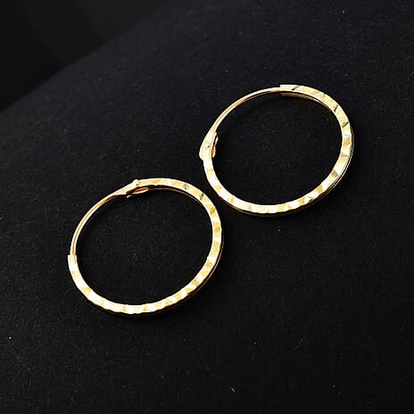 9K Yellow Gold Diamond Cut Hoop Earring