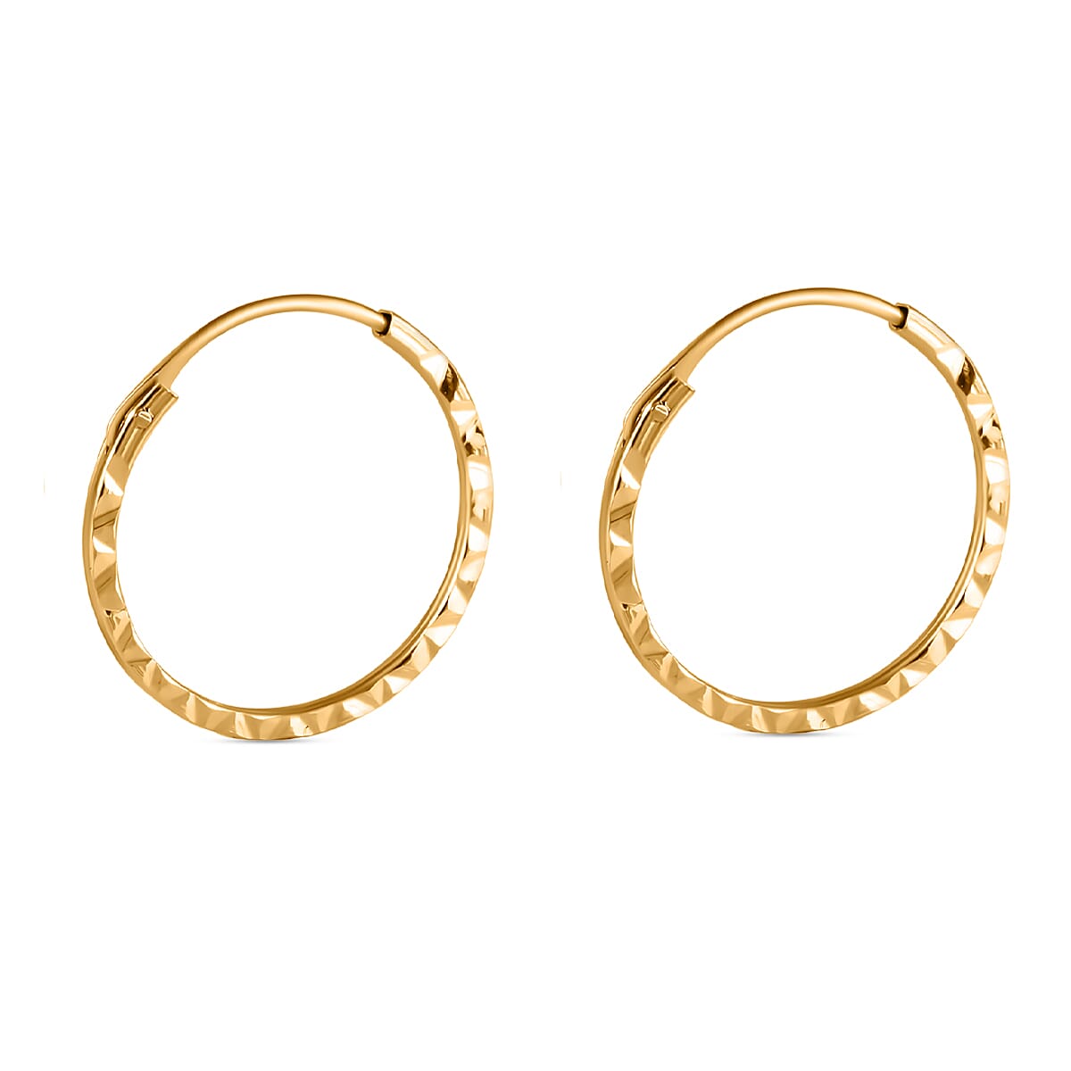 9K Yellow Gold Diamond Cut Hoop Earring