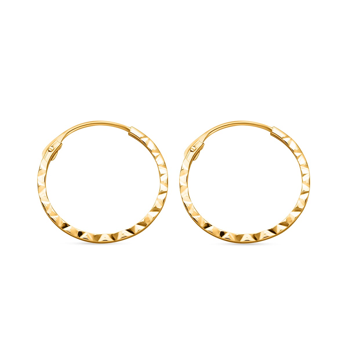 9K Yellow Gold Diamond Cut Hoop Earring