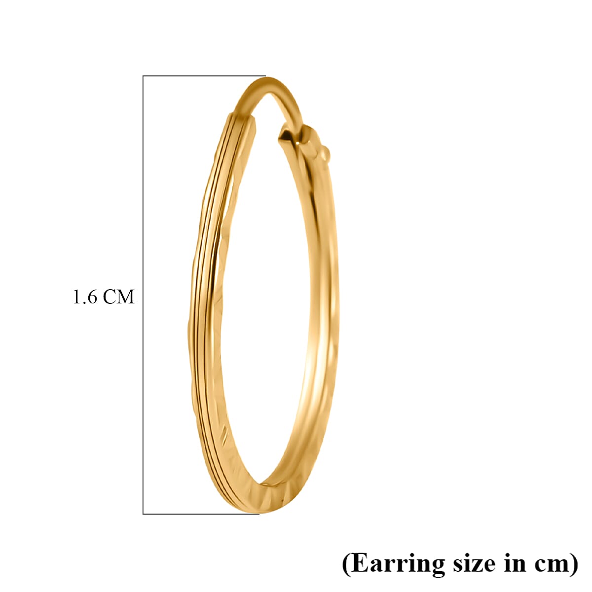 9K Yellow Gold Diamond Cut Hoop Earring