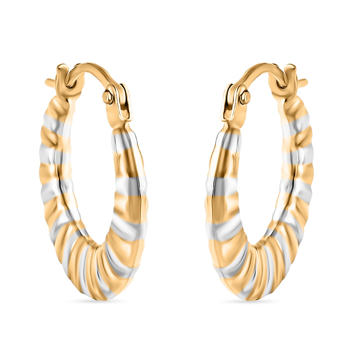 9K Yellow & White Gold Creole Earring With Clasp