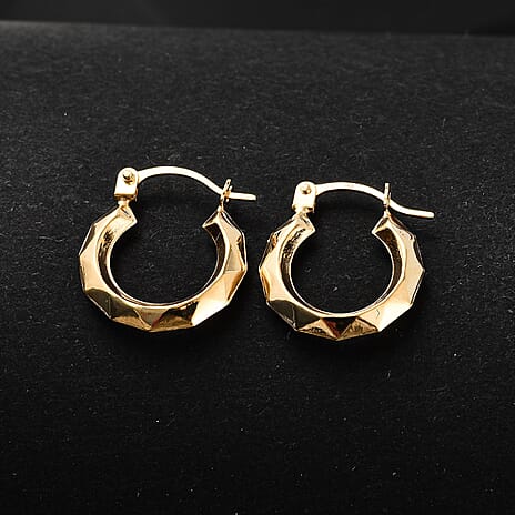 Hatton Garden Closeout - 9K Yellow Gold Harlequinn Creole Earring With Clasp