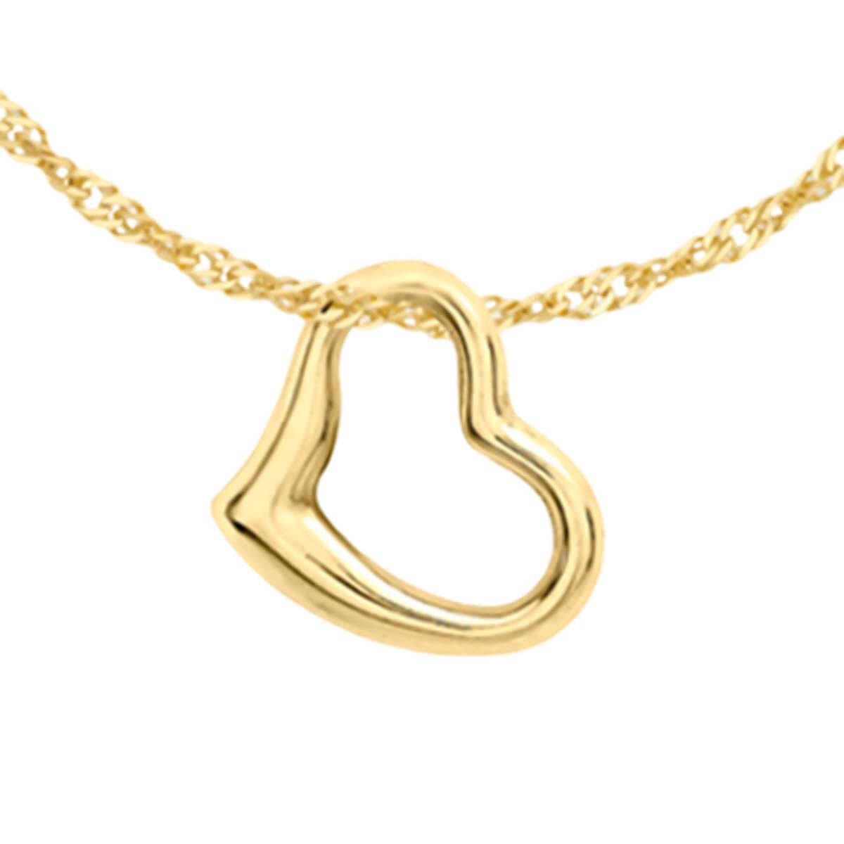 9K Yellow Gold Small Floating Heart Pendant