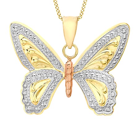 Italian Close Out - 9K Tri Colour Gold Butterfly Pendant