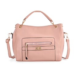 Satchel Handbag with Detachable Shoulder Strap - Dark Blue