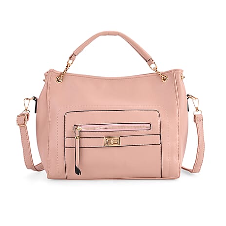 Satchel Handbag with Detachable Shoulder Strap - Pink