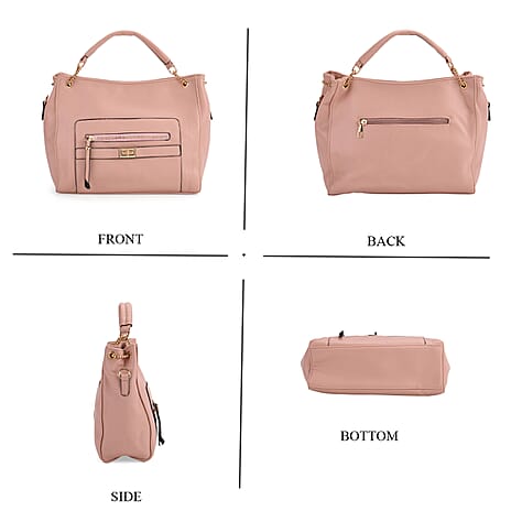 Satchel Handbag with Detachable Shoulder Strap - Pink