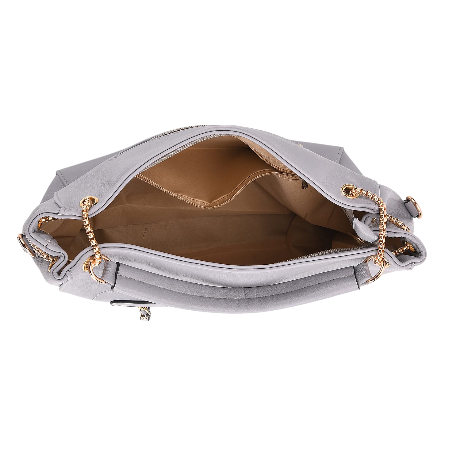 Satchel Handbag with Detachable Shoulder Strap - Grey