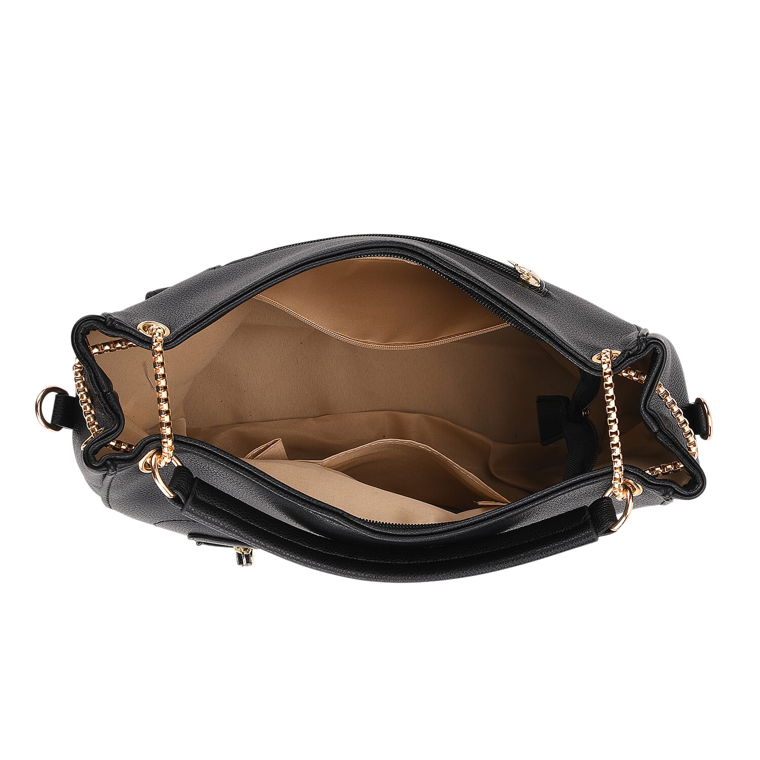 Satchel Handbag with Detachable Shoulder Strap - Black