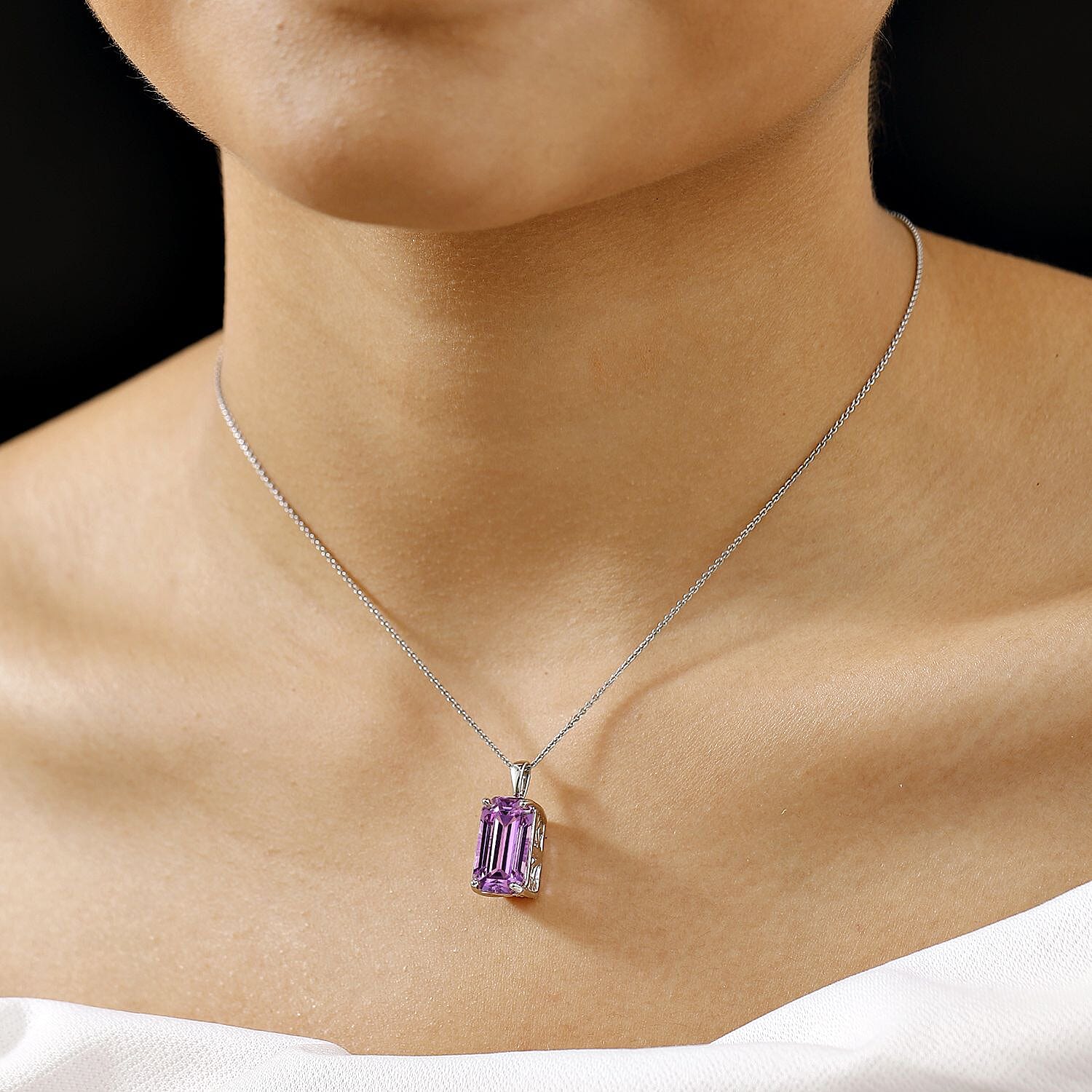 RHAPSODY - 950 Platinum AAAA Patroke Kunzite Solitaire Pendant 10.000 Ct, Platinum Wt. 3.60 Gms.