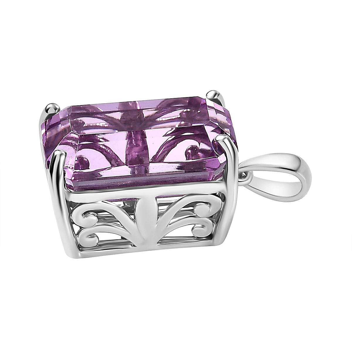 RHAPSODY - 950 Platinum AAAA Patroke Kunzite Solitaire Pendant 10.000 Ct, Platinum Wt. 3.60 Gms.