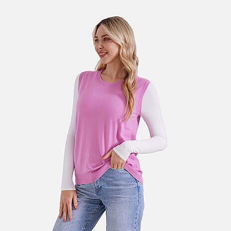 - Maisi Viscose Blend Round Neck Knitted Vest (Size XXL) - Pink