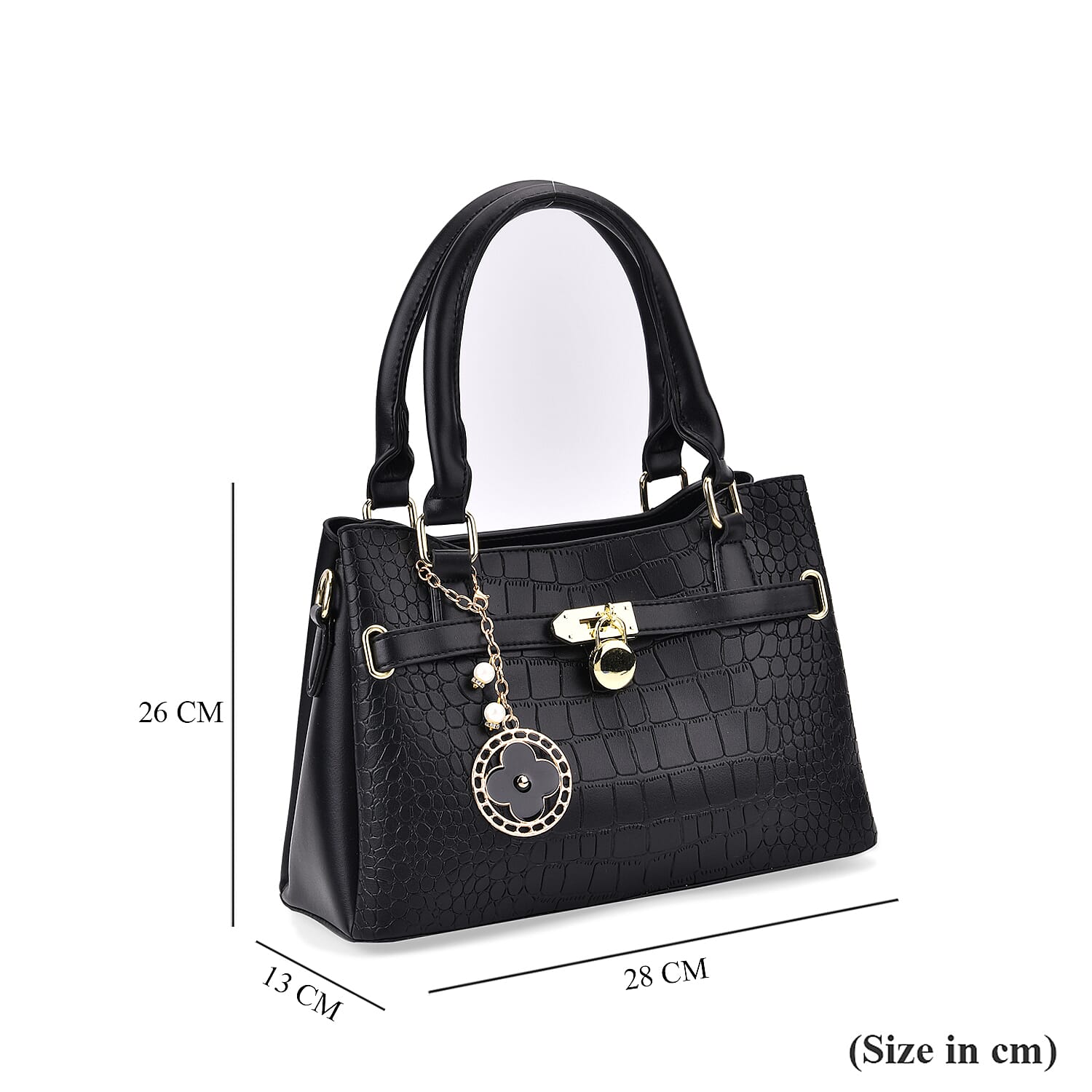 Crocodile Embossed Crossbody Bag with Shoulder Strap