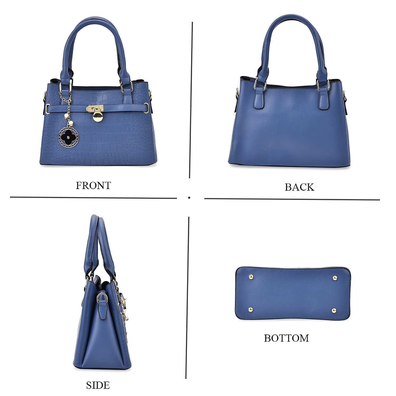 Closeout Deal - Crocodile Embossed Crossbody Bag with Shoulder Strap - Blue