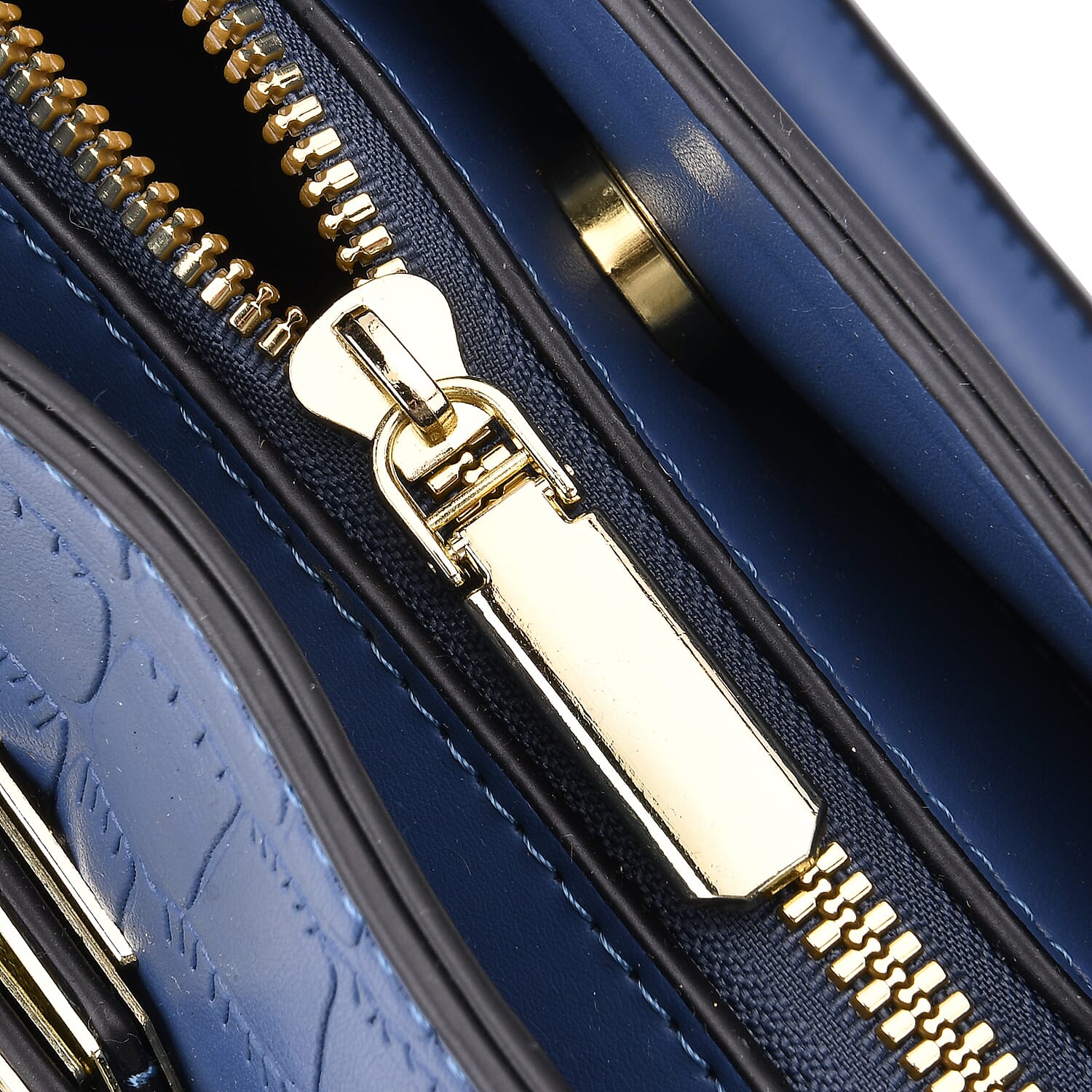 Closeout Deal - Crocodile Embossed Crossbody Bag with Shoulder Strap - Blue