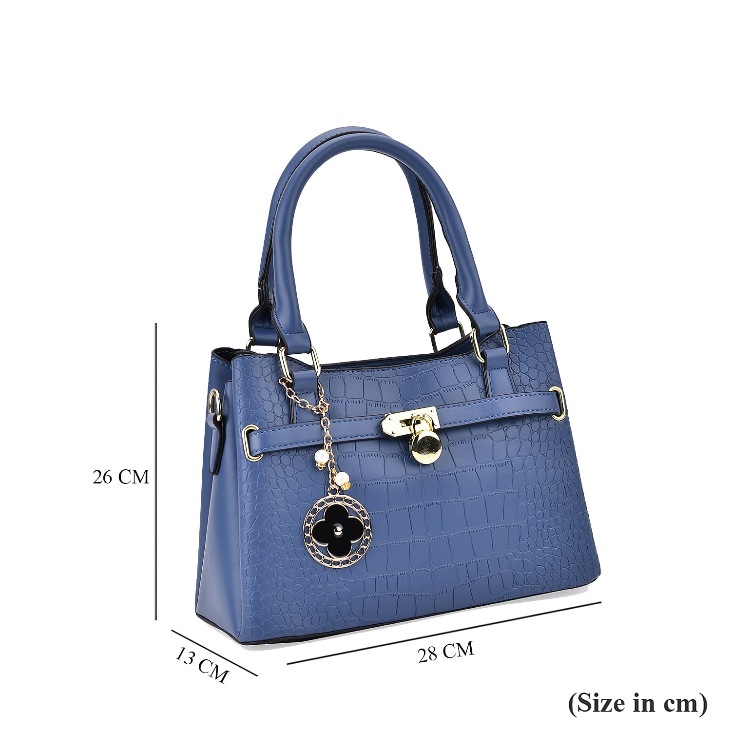 Closeout Deal - Crocodile Embossed Crossbody Bag with Shoulder Strap - Blue