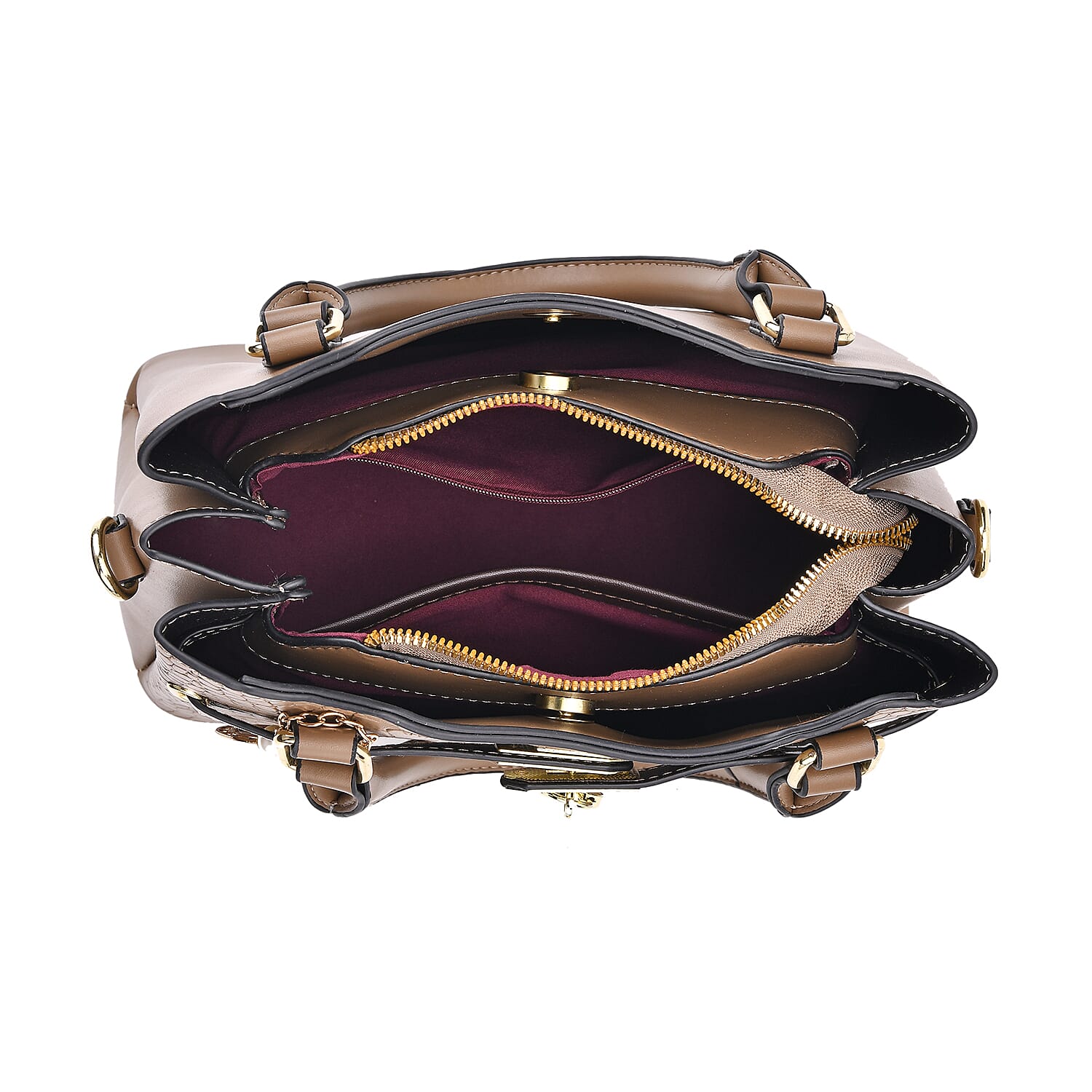 Closeout Deal - Crocodile Embossed Crossbody Bag with Shoulder Strap - Khaki