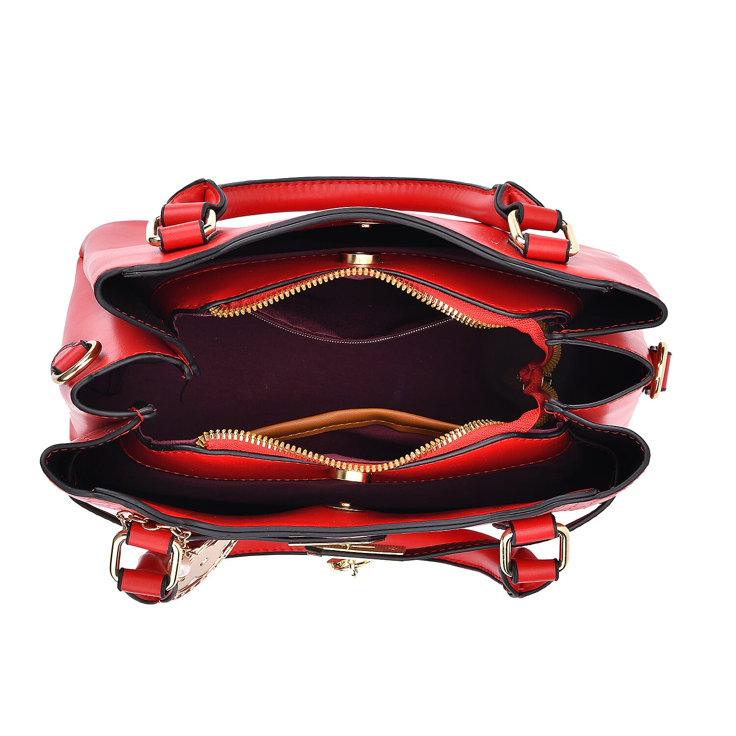 Crocodile Embossed Crossbody Bag with Shoulder Strap - Red