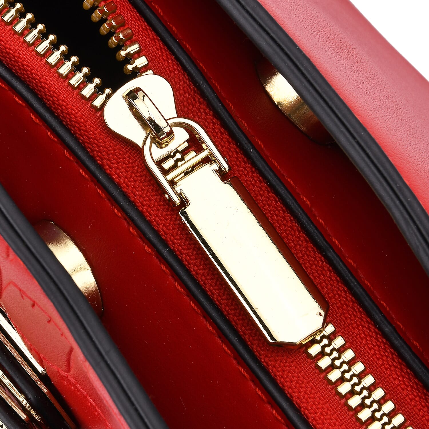 Crocodile Embossed Crossbody Bag with Shoulder Strap - Red