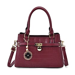 Crocodile Embossed Crossbody Bag with Shoulder Strap