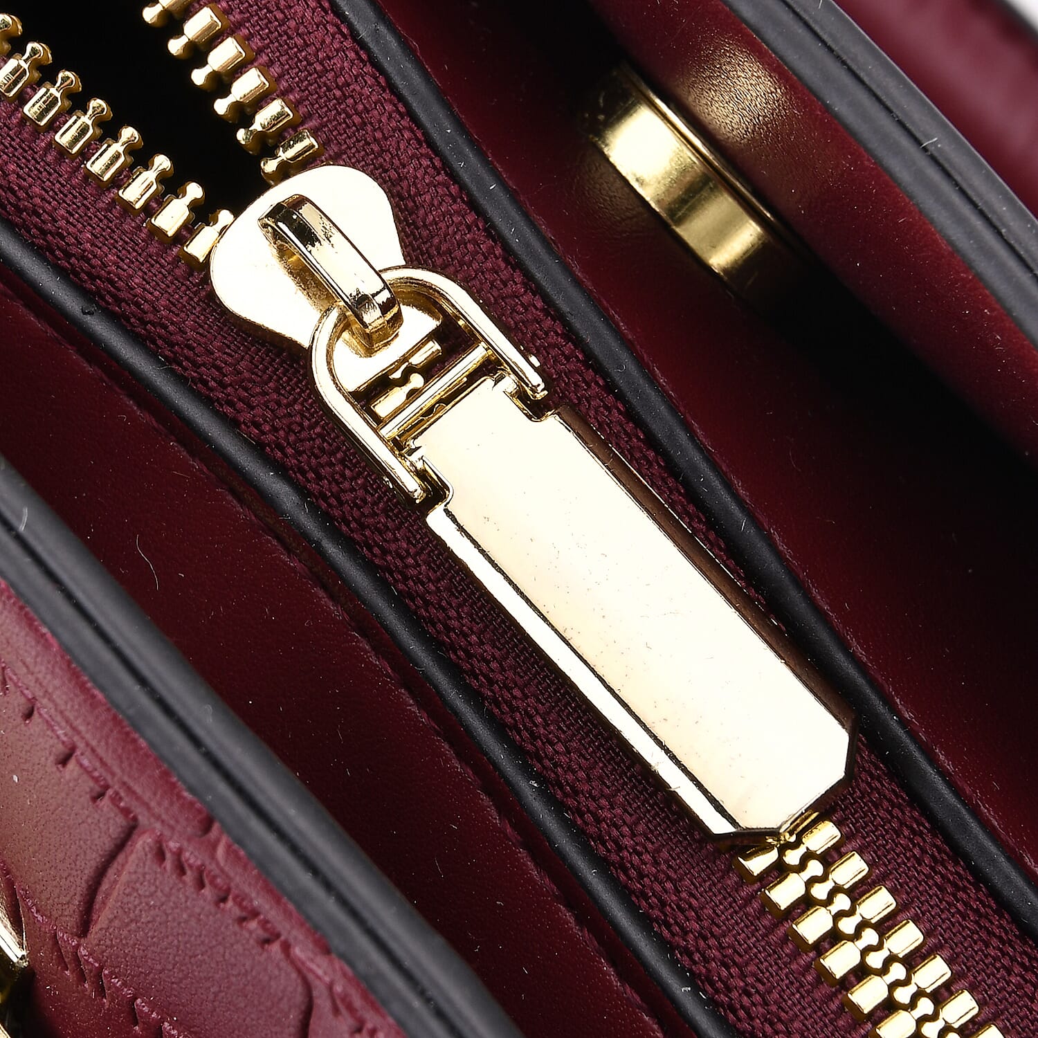 Closeout Deal - Crocodile Embossed Crossbody Bag with Shoulder Strap - Burgundy