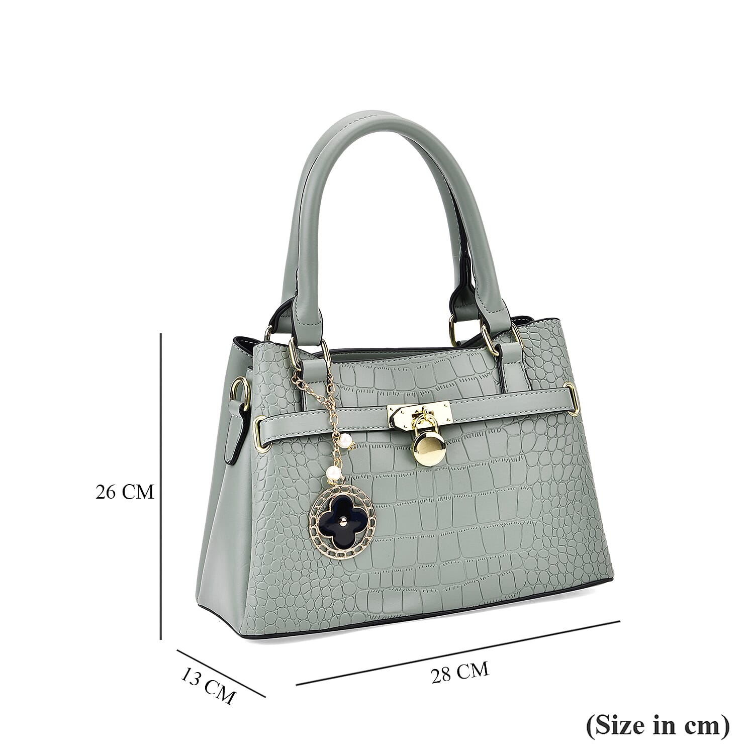 Closeout Deal - Crocodile Embossed Crossbody Bag with Shoulder Strap - Green