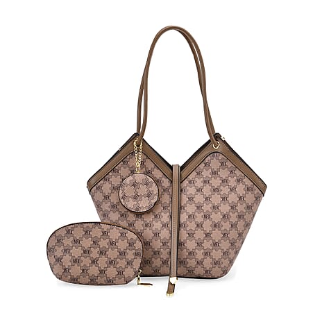 PU Patterned Tote Bag (Size 38x51x13 cm) - Brown & Coffee