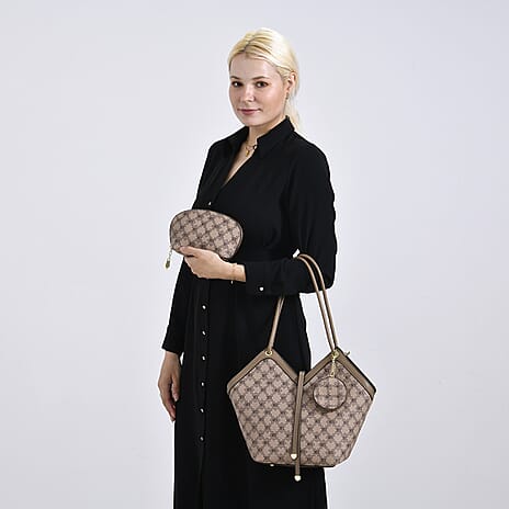 PU Patterned Tote Bag (Size 38x51x13 cm) - Brown & Coffee