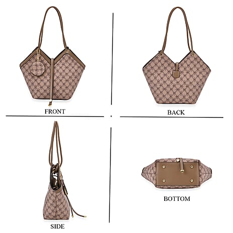 PU Patterned Tote Bag (Size 38x51x13 cm) - Brown & Coffee