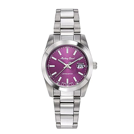 Mathey Tissot Limited Edition Sunray Quartz Movt. 5ATM WR Purple Dial Mens Watch with Silver Colour Stainless Steel Strap