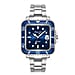 Mathey Tissot Vintage Square Quartz Movt. 5ATM Water Resistance Blue Dial Mens Watch with Silver Colour Stainless Steel Strap