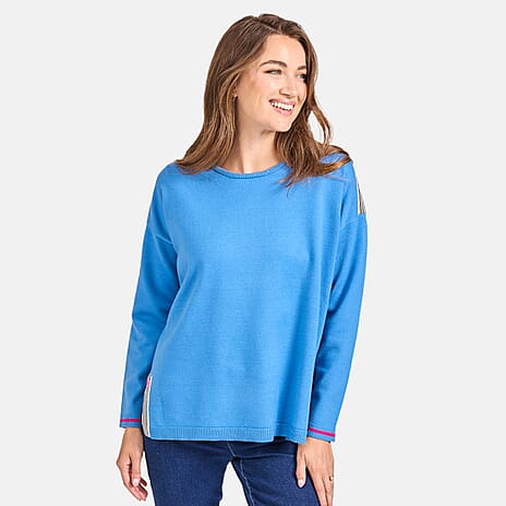 Mudflower Stripe Detail Jumper (Size 18) - Blue
