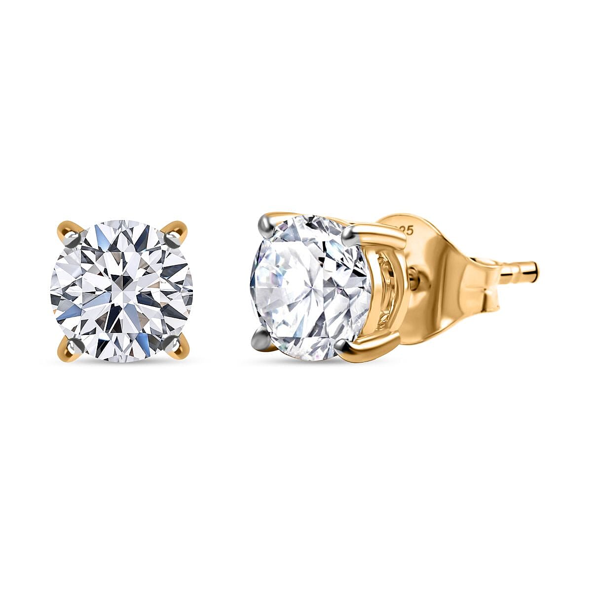 Luxuriant Diamond - 9K Yellow Gold SGL Certified  Lab Grown Diamond (SI-GH) Solitaire Earring with Push Back 2.06 Ct