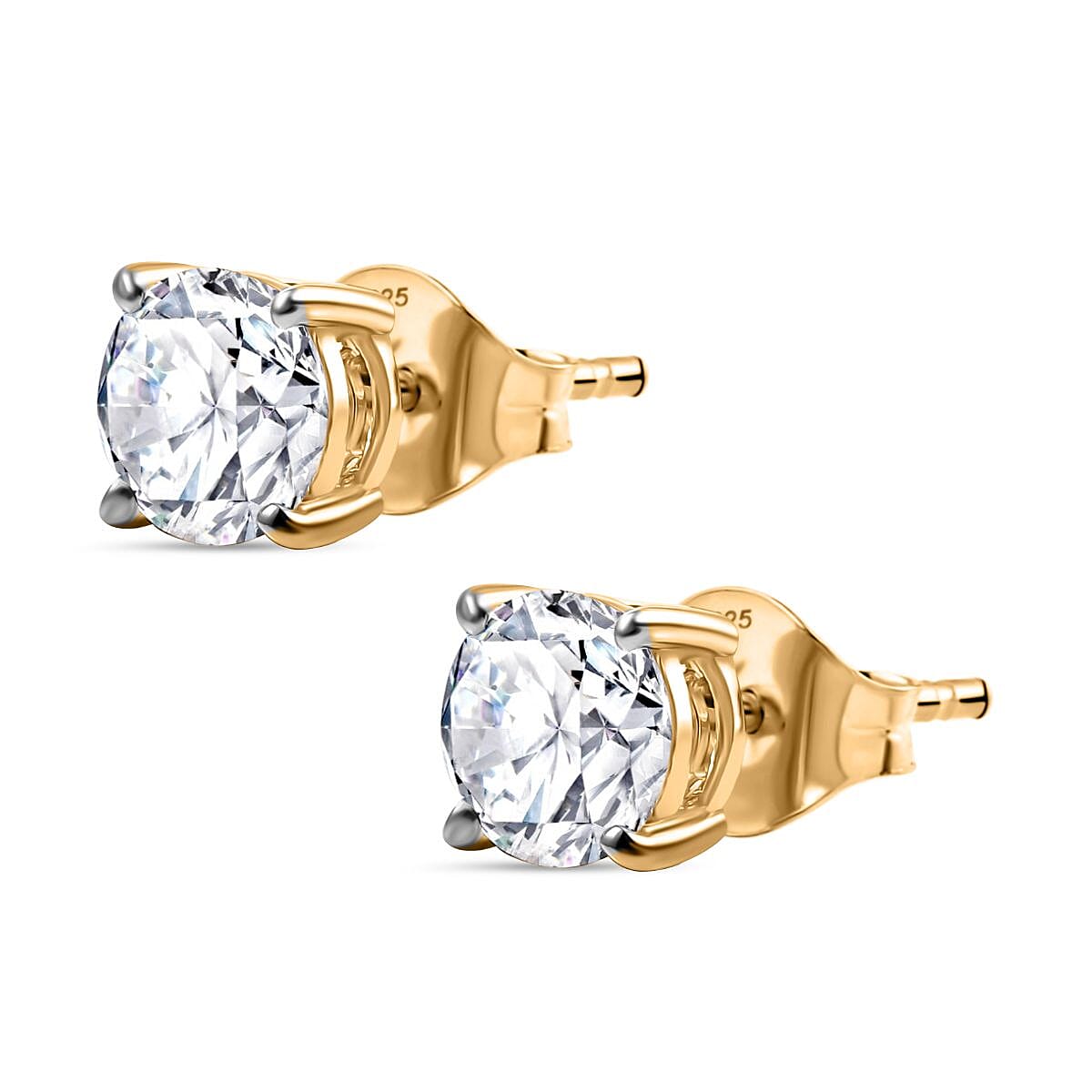 Luxuriant Diamond - 9K Yellow Gold SGL Certified  Lab Grown Diamond (SI-GH) Solitaire Earring with Push Back 2.06 Ct