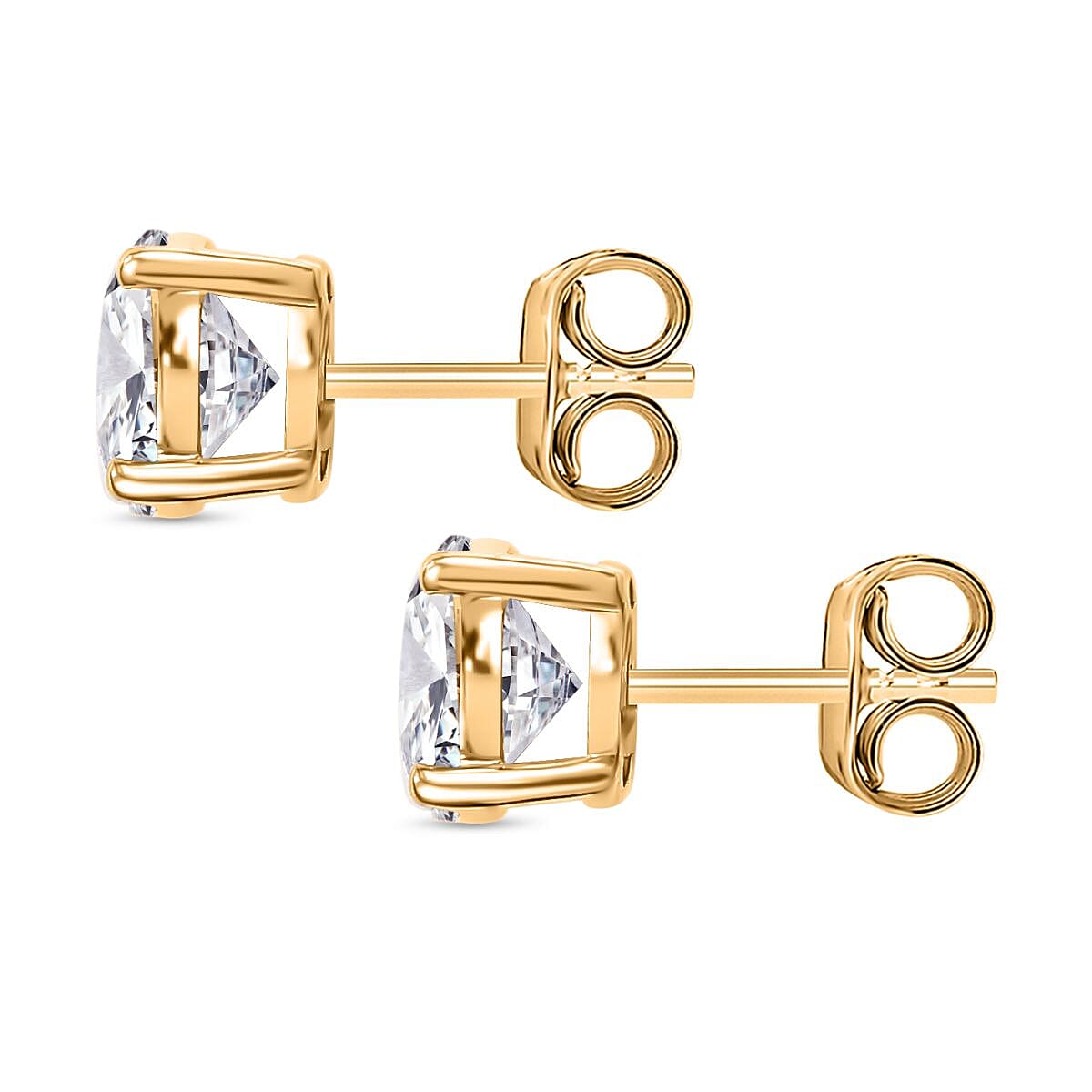 Luxuriant Diamond - 9K Yellow Gold SGL Certified  Lab Grown Diamond (SI-GH) Solitaire Earring with Push Back 2.06 Ct