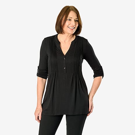 Close Out Pintuck Shirt (Size 12) - Black