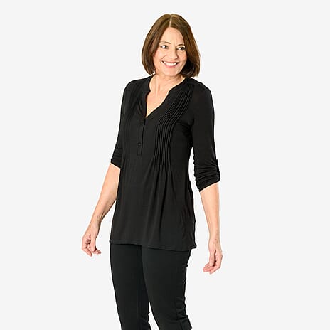 Close Out Pintuck Shirt (Size 10) - Black