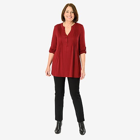 Close Out Pintuck Shirt (Size 12) - Wine