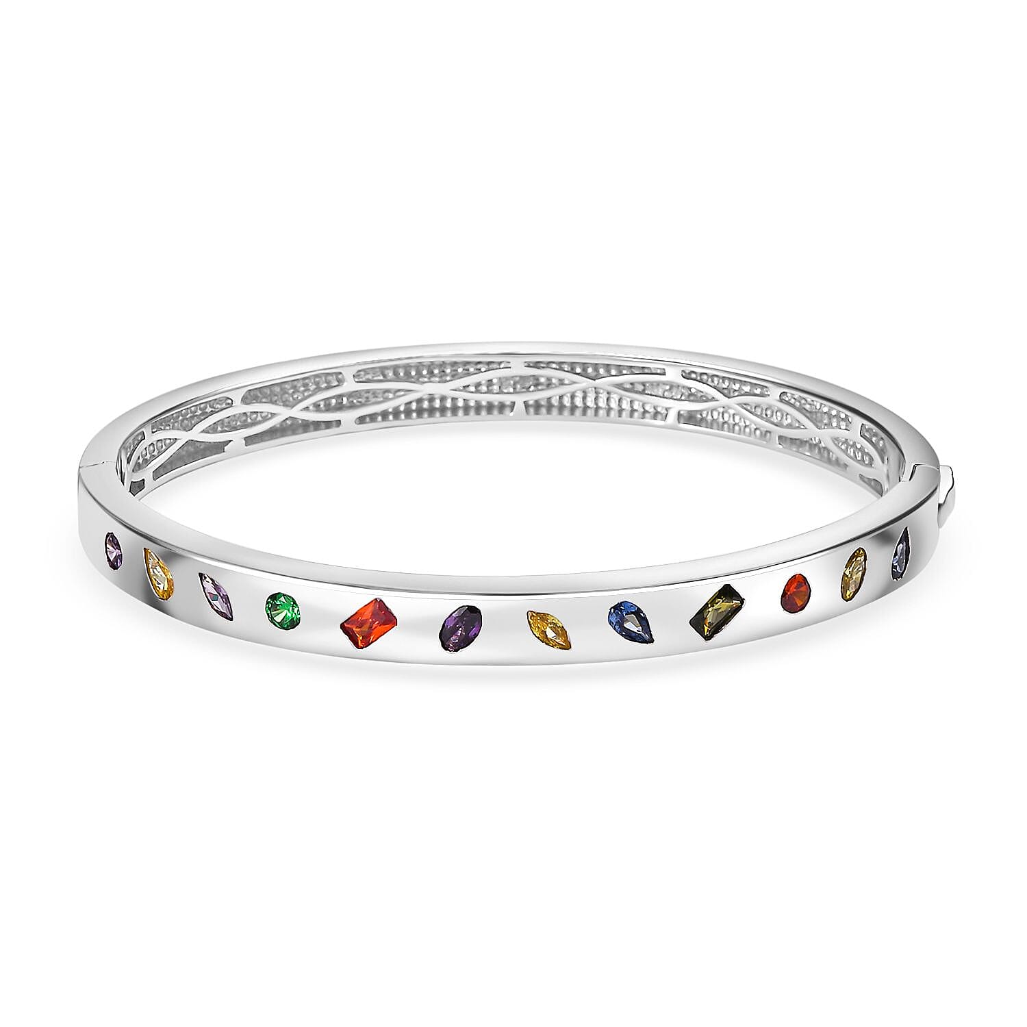 One Time Closeout Deal - Yellow Cubic Zirconia & Multi Gemstones Full Bangle 2.95 Ct.