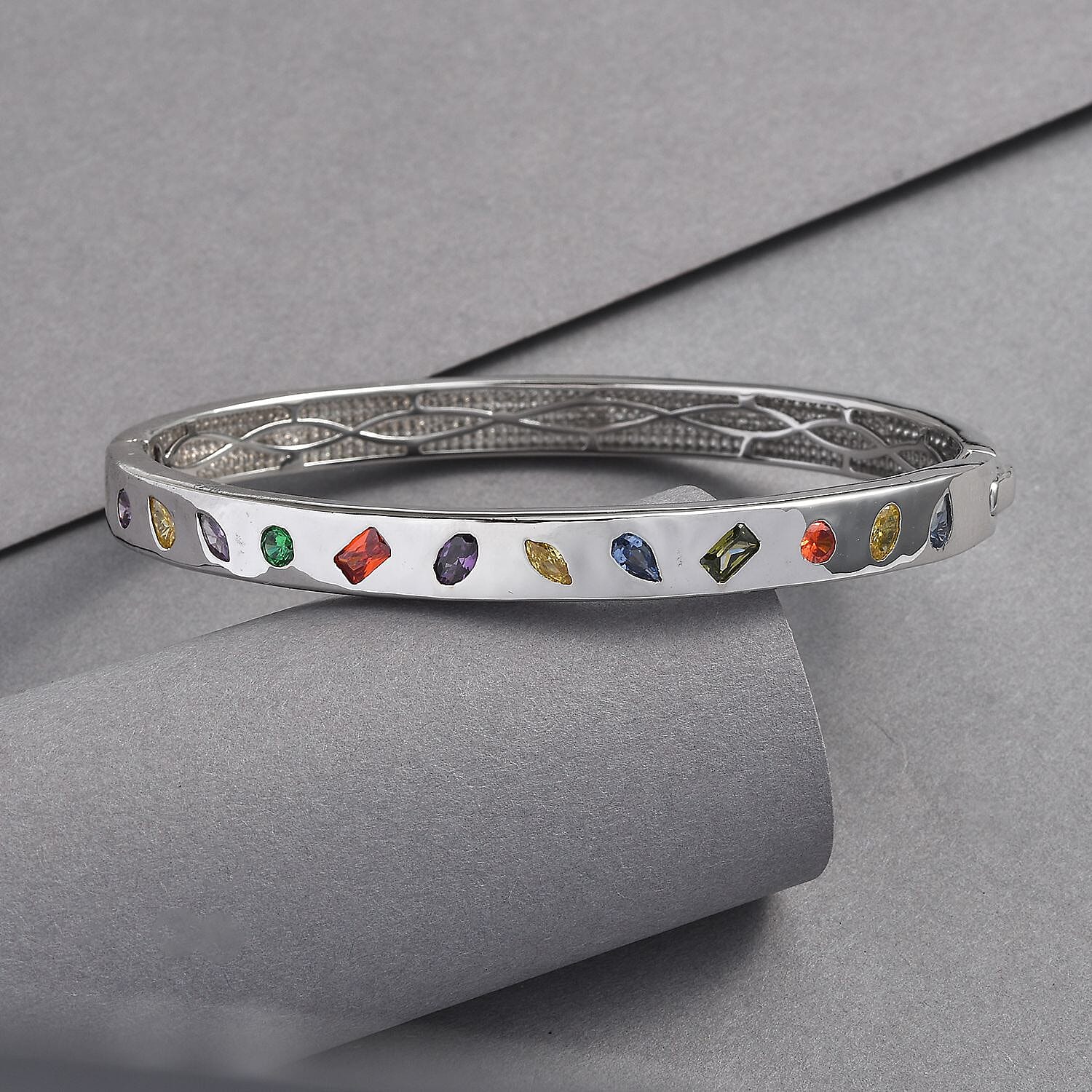 One Time Closeout Deal - Yellow Cubic Zirconia & Multi Gemstones Full Bangle 2.95 Ct.