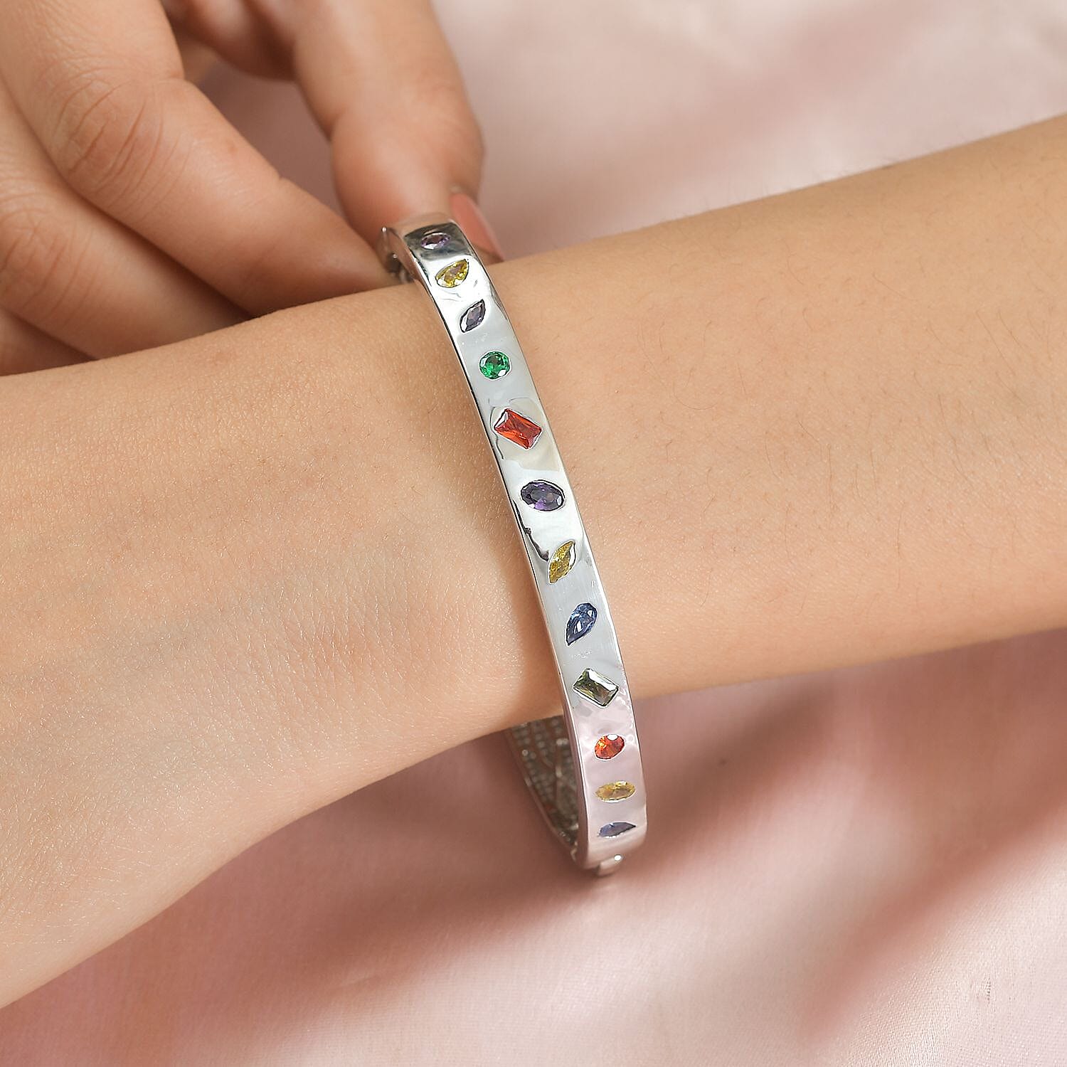 One Time Closeout Deal - Yellow Cubic Zirconia & Multi Gemstones Full Bangle 2.95 Ct.