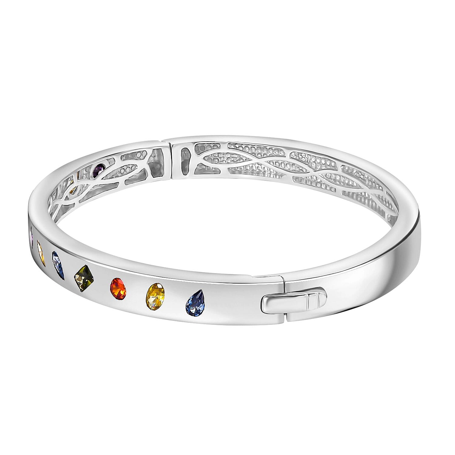 One Time Closeout Deal - Yellow Cubic Zirconia & Multi Gemstones Full Bangle 2.95 Ct.