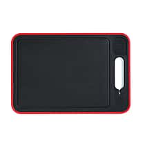 4-in-1 Multi-Purpose Defrosting Cutting Board - Defrosts upto 8 Times Faster, Knife Sharpener & Garlic Grater - Black & Red