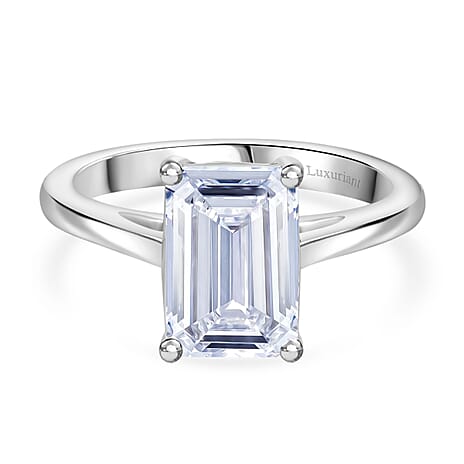 Luxuriant Diamond 950 Platinum IGI Certified Emerald Cut Lab Grown Diamond Ring 3.19 Ct.