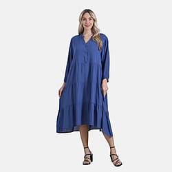 LA MAREY Womens Boho Button-Front V-Neck  Dress (One Size) - Black