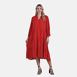 LA MAREY Womens Boho Button-Front V-Neck  Dress (One Size) - Black