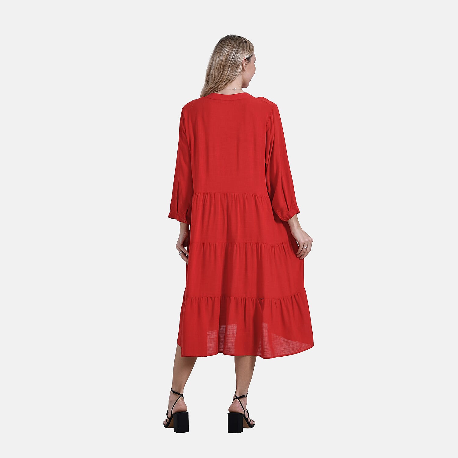 LA MAREY Womens Boho Button-Front V-Neck  Dress (One Size) - Pink