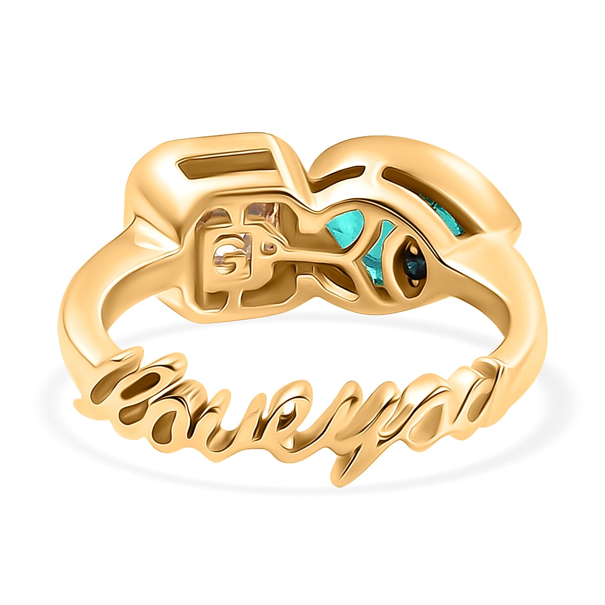 GP - Art Deco Emeraldine Quartz, Blue Sapphire & Moissanite Solitaire Ring in 18K Vermeil Yellow Gold Plated Sterling Silver 2.73 Ct. GP - Art Deco Emeraldine Quartz, Blue Sapphire & Moissanite Solitaire Ring in 18K Vermeil Yellow Gold Plated Sterling Silver 2.73 Ct.
